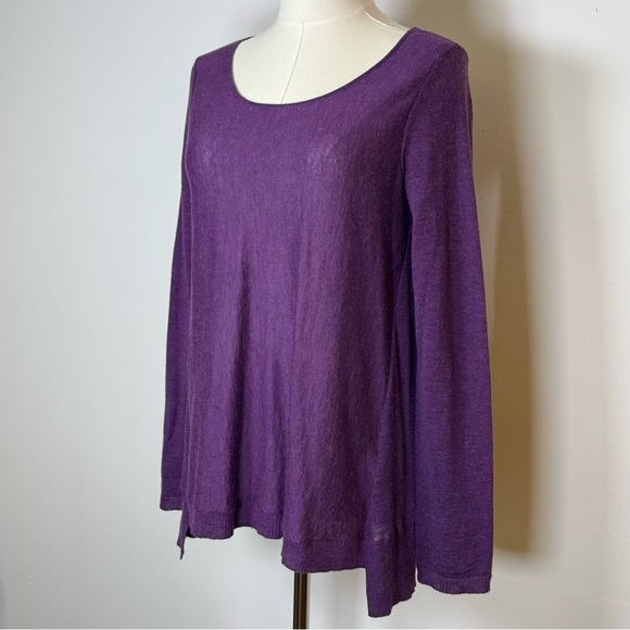 Eileen Fisher African Violet Purple Tencel Alpaca Wool Sweater Womens Size 2P-4P - Picture 2 of 9